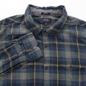 Roark Shirt Mens L Blue Plaid Classic Fit Cotton Utility Flannel Casual Pockets